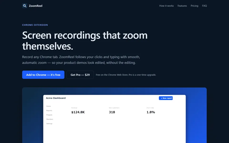 ZoomReelの紹介ページ